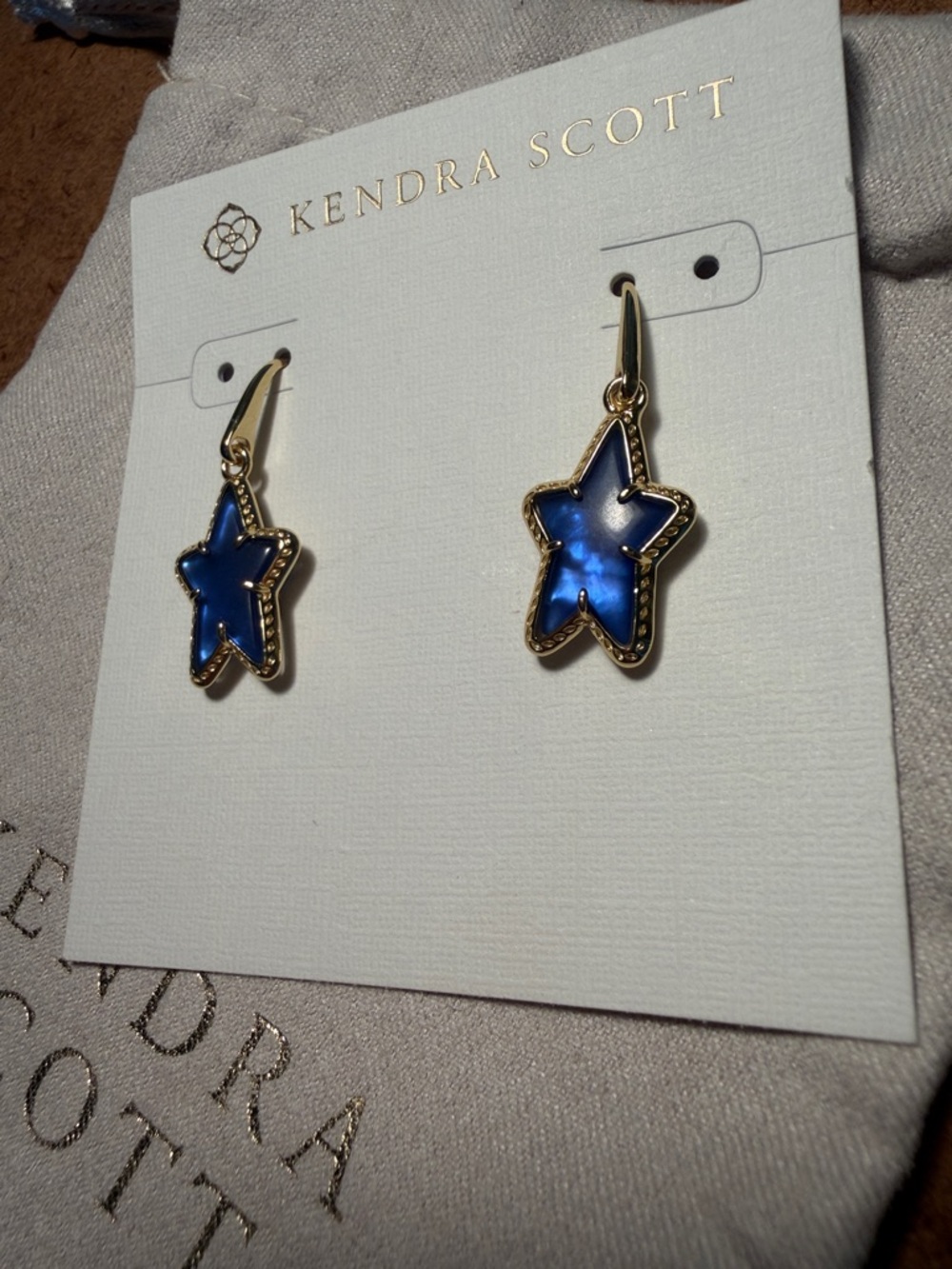 Kendra Scott Gold-Tone Earrings with Blue Star Charms - Picture 2 of 3